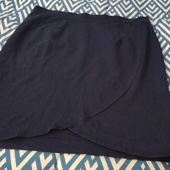 Maurices Navy Blue Pull On Stretch Knit Midi Pencil Skirt Size Large - Picture 3 of 12